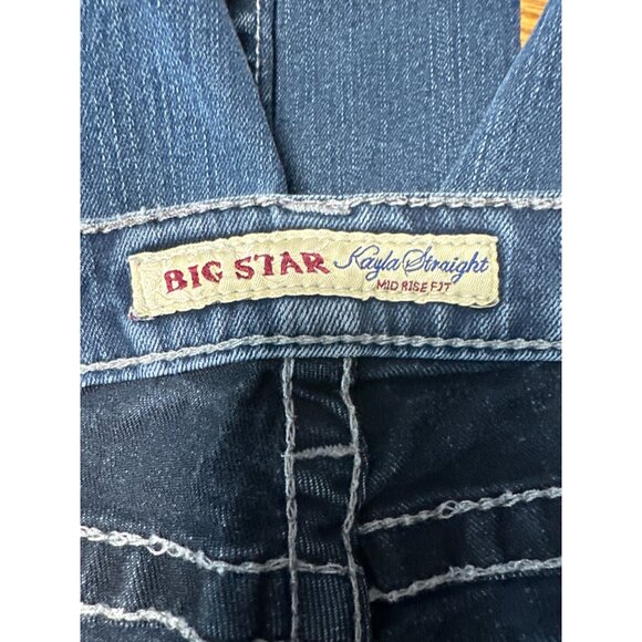 Big Star Kayla Straight Distressed  Jeans With Embroidered Pockets Size 27R - Picture 8 of 13
